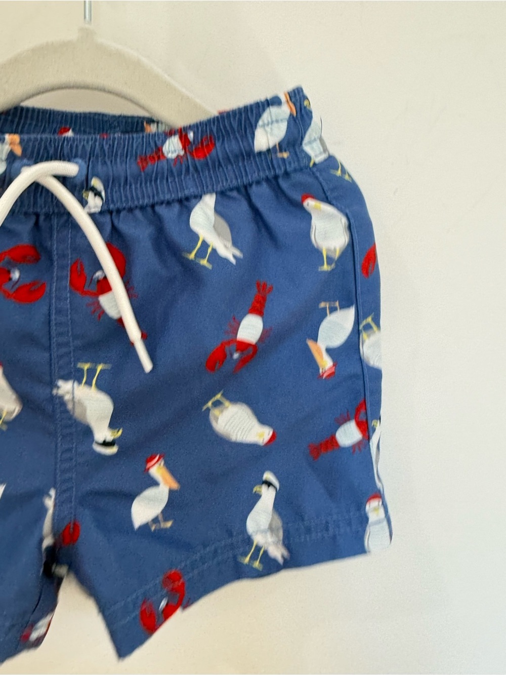 Janie & Jack Boys Blue Seagull & Lobster Print Swim Shorts - Picture 2 of 4